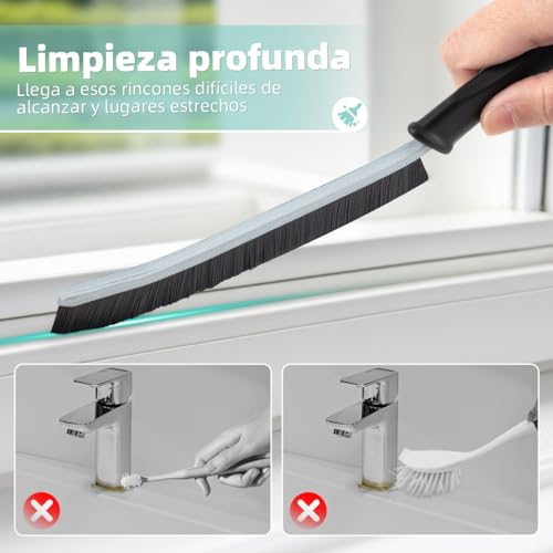  4 Piezas Duras Cepillo Limpieza Hogar Multifuncional (Negro)
| Cepillo Grietas Cocinas Inodoro Ventana Azulejos Bordes 