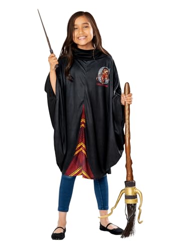 Escoba Harry Potter Rubies para Niños y niñas con Simbolos y Pie de Apoyo Óptima para Halloween y Cumpleaños