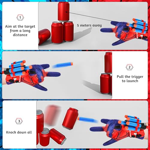 Guantes de Lanzador Spiderm para Niños | Juegos Educativos Divertidos | 2 Juegos Lanza Telarañas