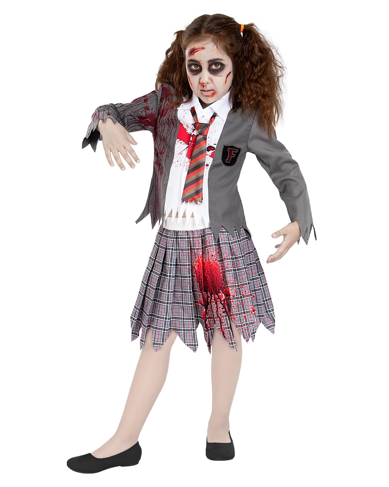Funidelia Disfraz de Estudiante Zombie para Niña - Talla 10-12 Años | Traje para Fiestas, Carnaval y Halloween Incluye F