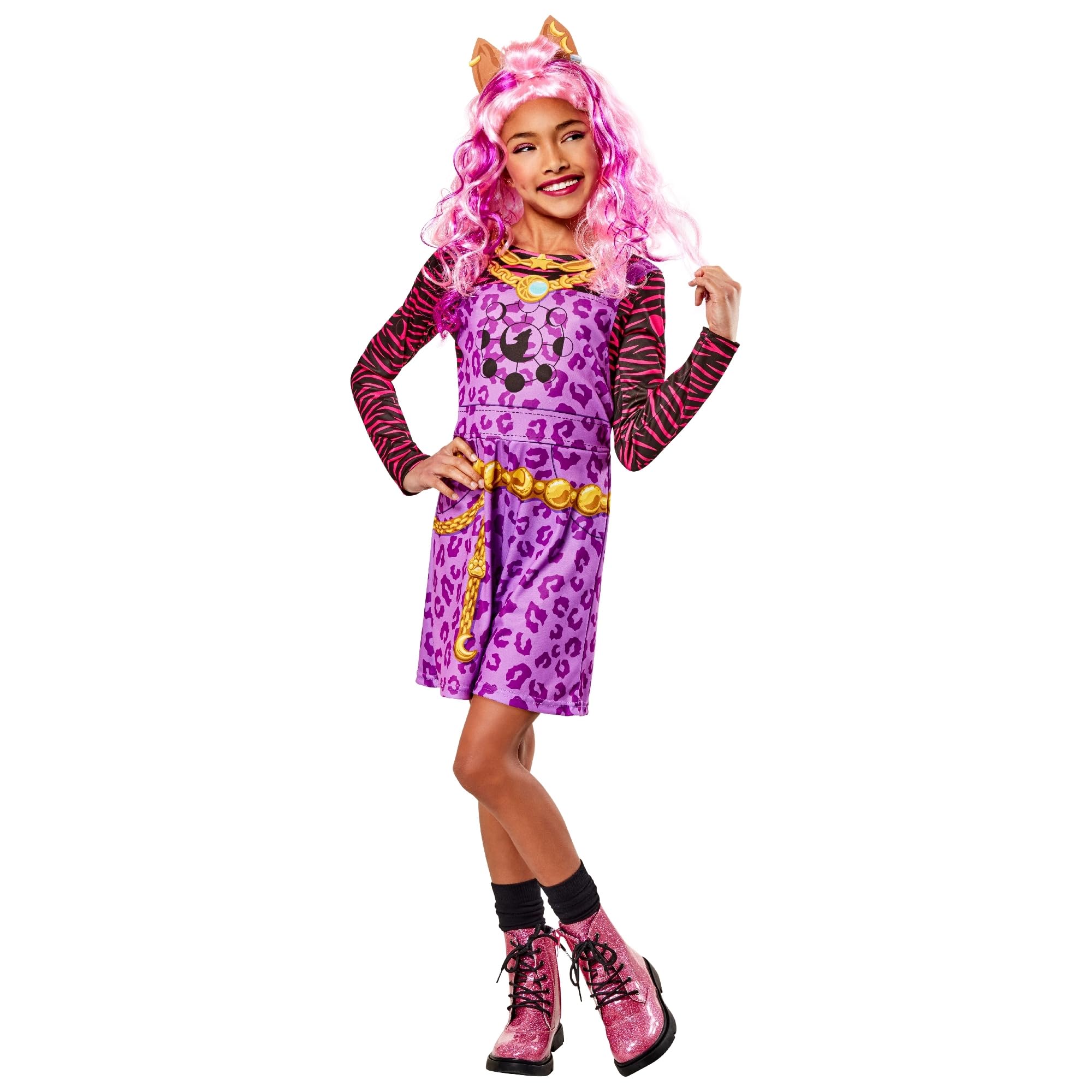 Rubies Disfraz Clawdeen classic para niñas oficial Monster High Vestido y diadema para Carnaval Navidad Cumpleaños Fiest