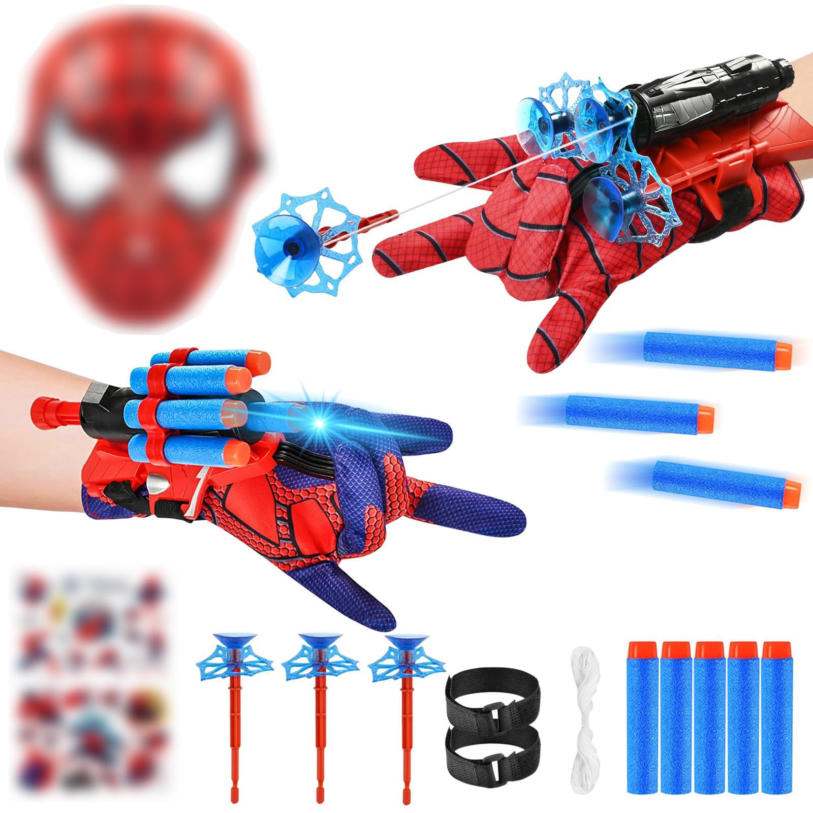 Guantes de Lanzador Spiderm para Niños | Juegos Educativos Divertidos | 2 Juegos Lanza Telarañas